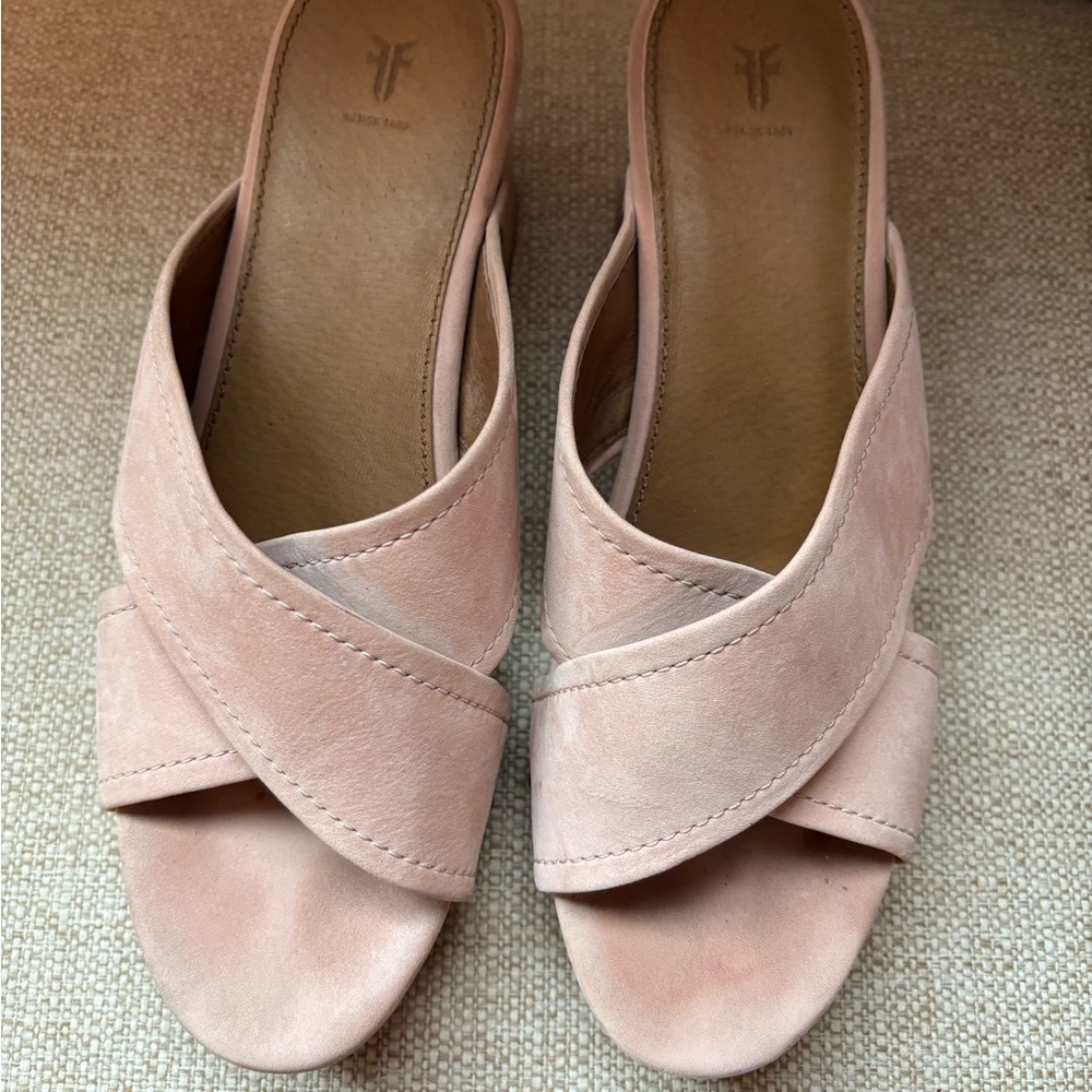 Frye Women's Pink suede Slide Sandals
